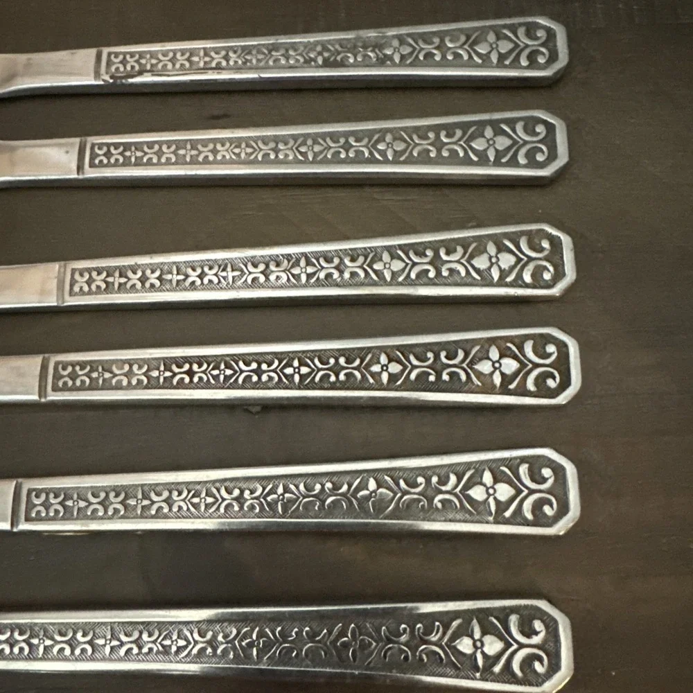 Interpur Flatware FLORENZ Knives Petal Flower Stainless Korea Vintage MCM-7 Pcs